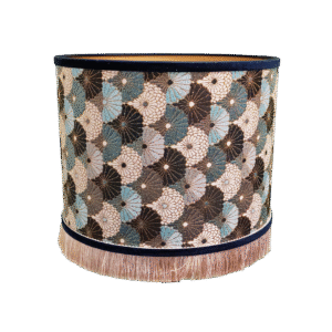 Manarola Lichtblauw Bloemenwaaier - Cilinder - Beige Franje