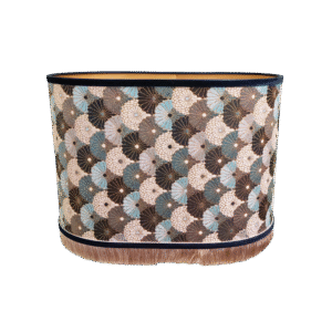 Manarola Lichtblauw Bloemenwaaier - Ovaal - Beige Franje