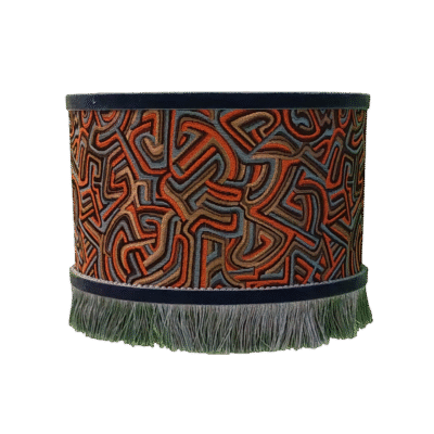 Pucci Kringel Oranje - Cilinder - Blauwe Franje