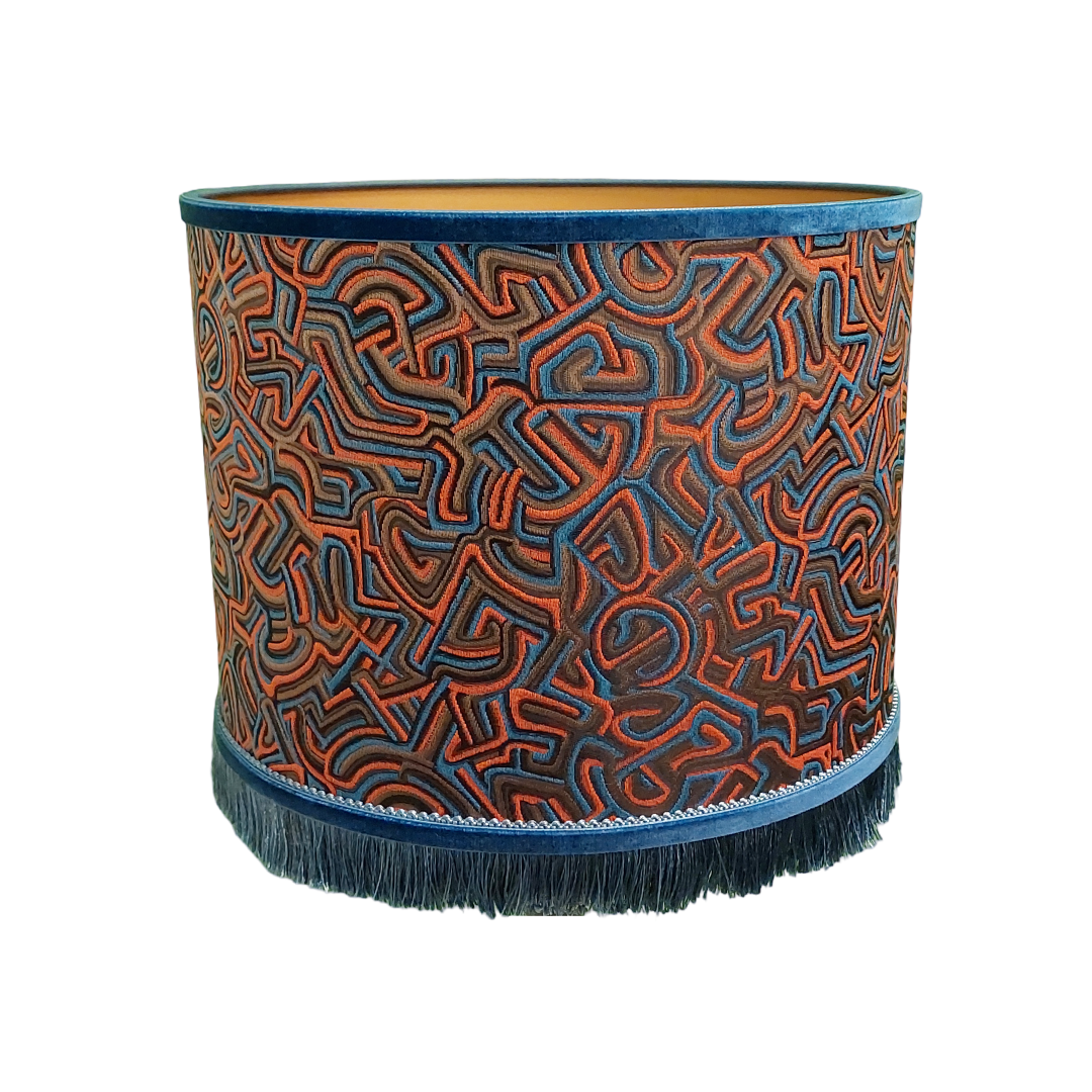 Pucci Kringel Oranje - Cilinder - Blauwe Franje