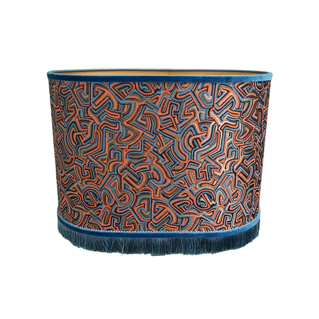 Pucci Kringel Oranje - Ovaal - Blauwe Franje