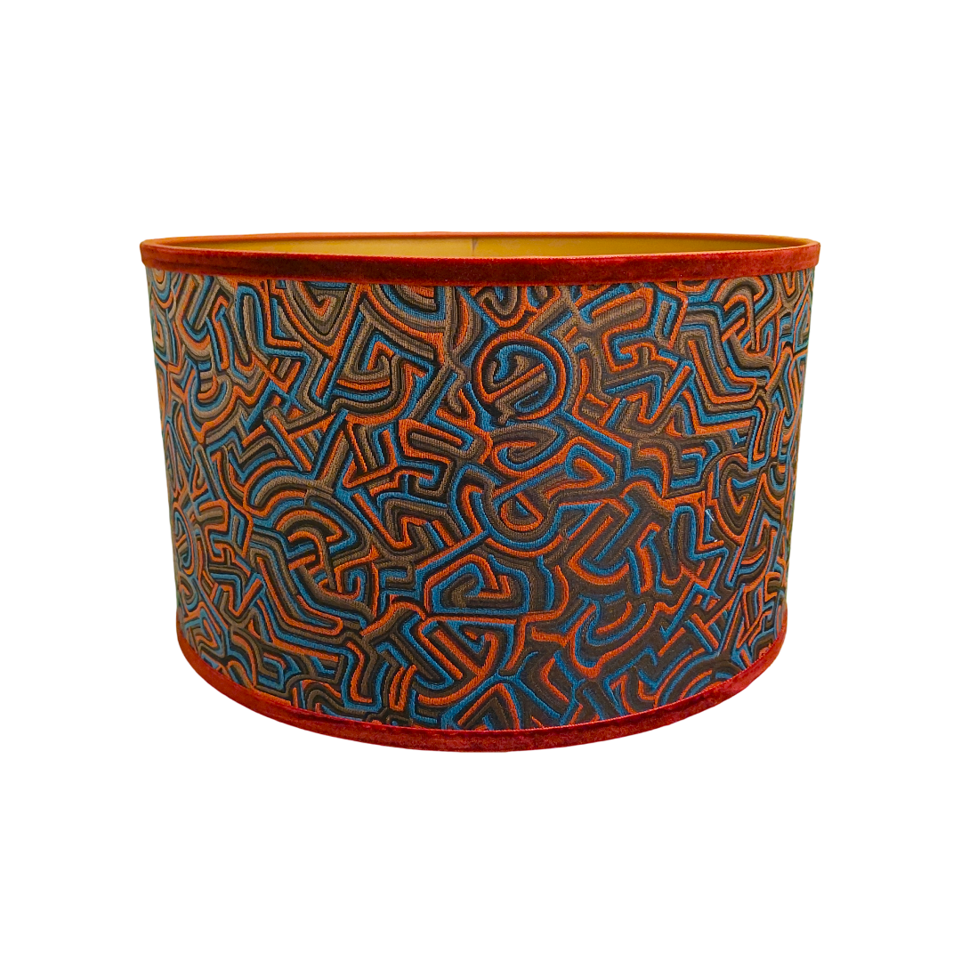 Stijlvolle Luxe Lampenkap in Blauw en Oranje