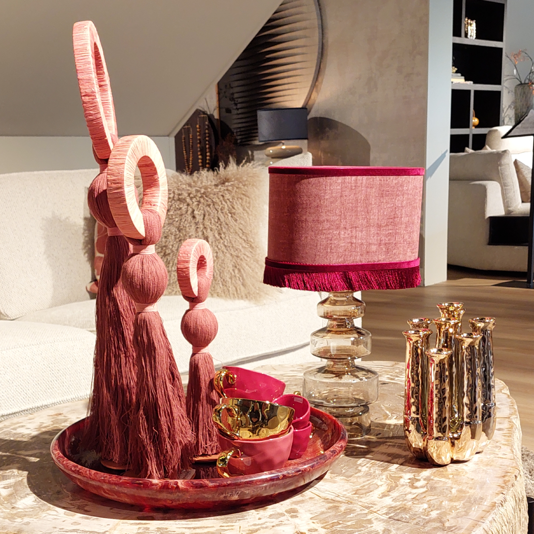 Sassi Brushed Suède Oud Roze - Ovaal - Franje - Afbeelding 2